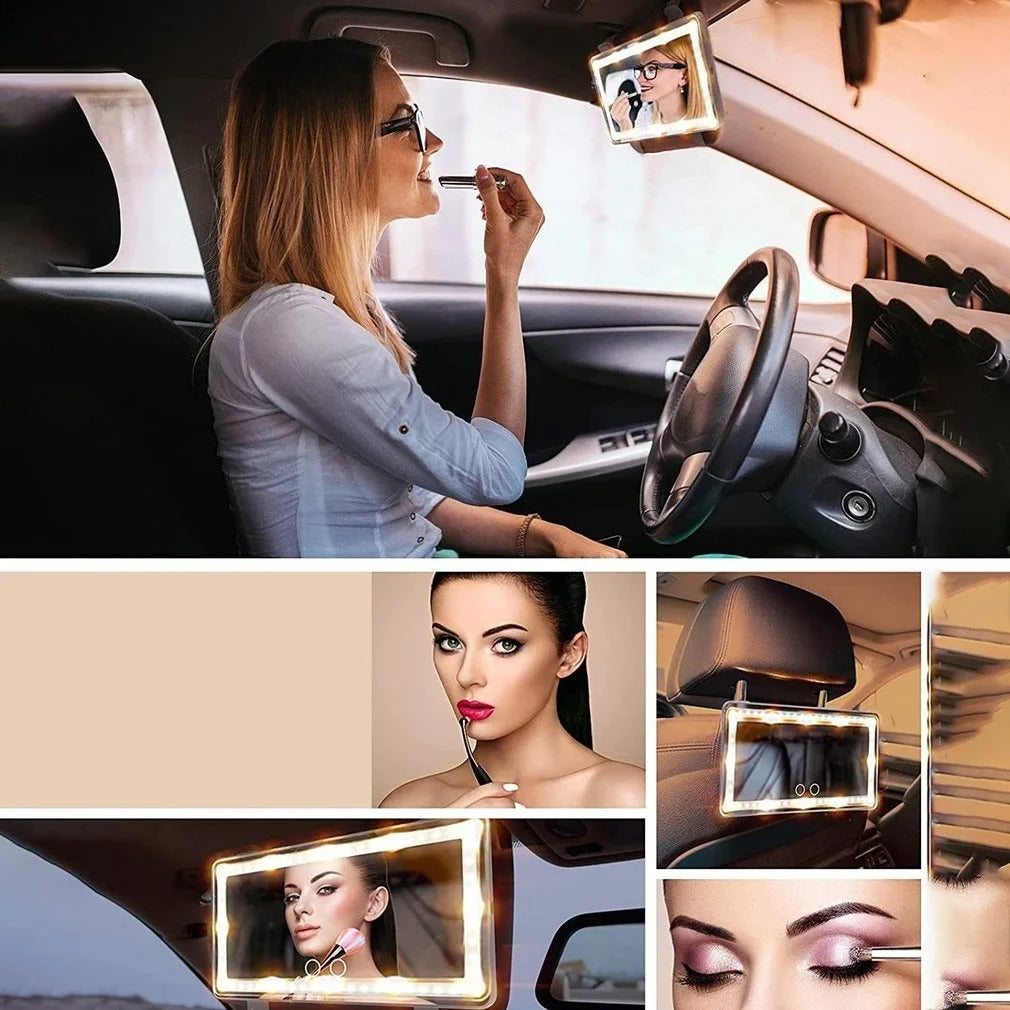 DIMMABLE LED CAR MAKEUP MIRROR