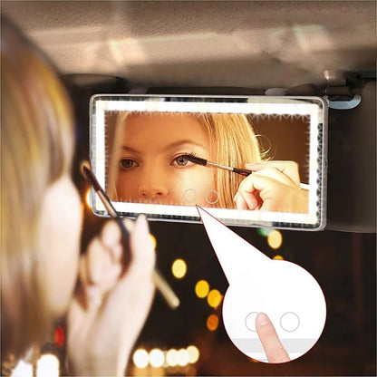 DIMMABLE LED CAR MAKEUP MIRROR